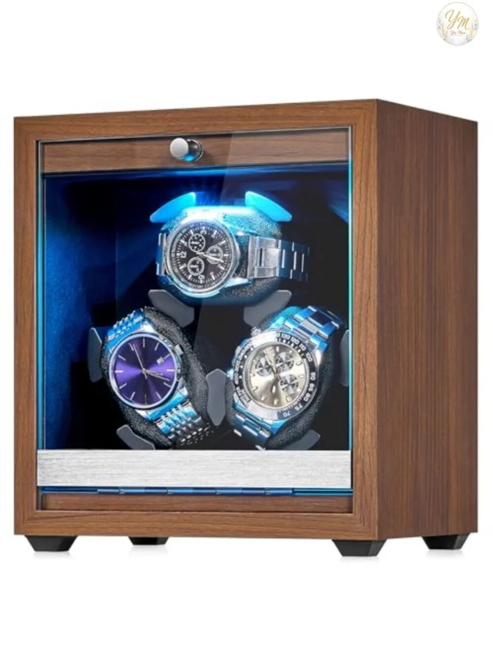 Wooden 3-Slot Automatic Watch Winder with Quiet Motor